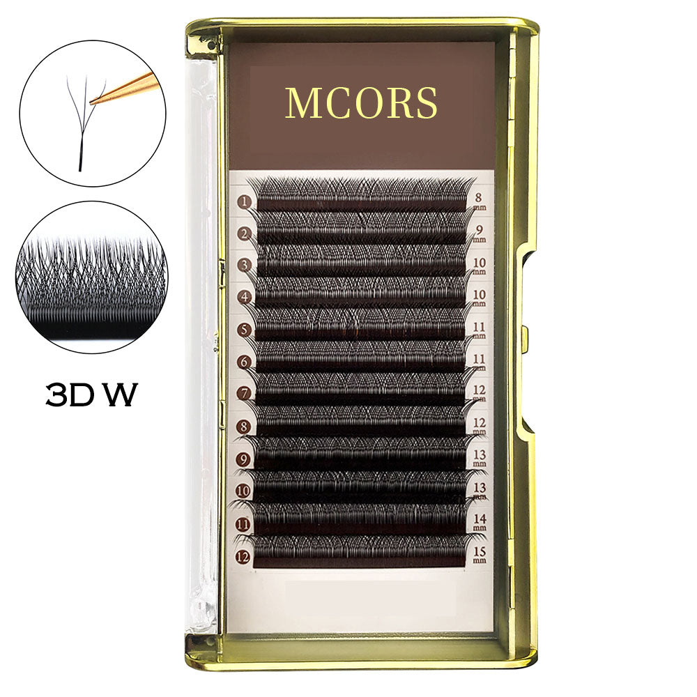 3D W Shape Pre-made Fans Clover Eyelashes 0.07(16 Lines)