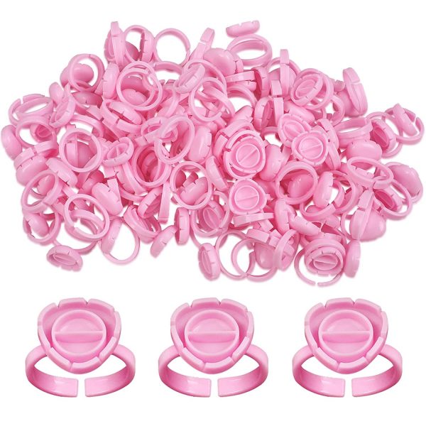 100 Pcs Heart-shaped Smart Glue Ring Holder Blooming Flower-Shaped Glue Cup